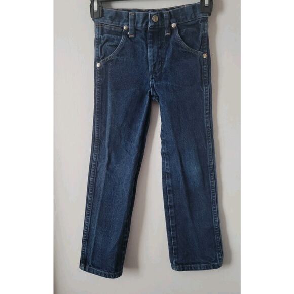 Wrangler Boys Sz. 6 Slim Black Tag Blue Jeans 100% Cotton Snap Closure Zip Up - Picture 1 of 14